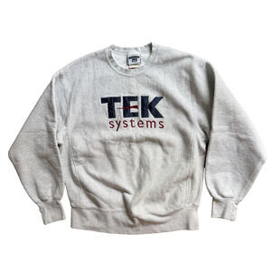 Vintage 90s Lee Crossgrain Heavy Sweatshirt Mens Large Gray TEK Systems Employee